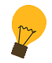 ひらめきを表す黄色い電球のイラスト