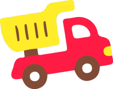 走る赤いトラックのイラスト